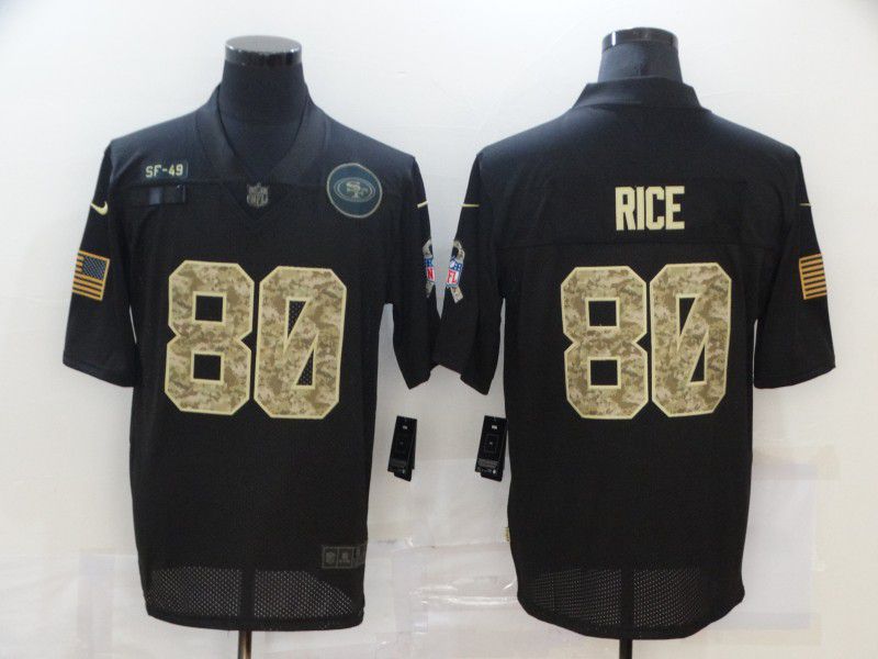 Men San Francisco 49ers 80 Rice Black camo Lettering 2020 Nike NFL Jersey